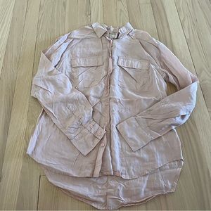 A new day Pink tencel button down blouse small